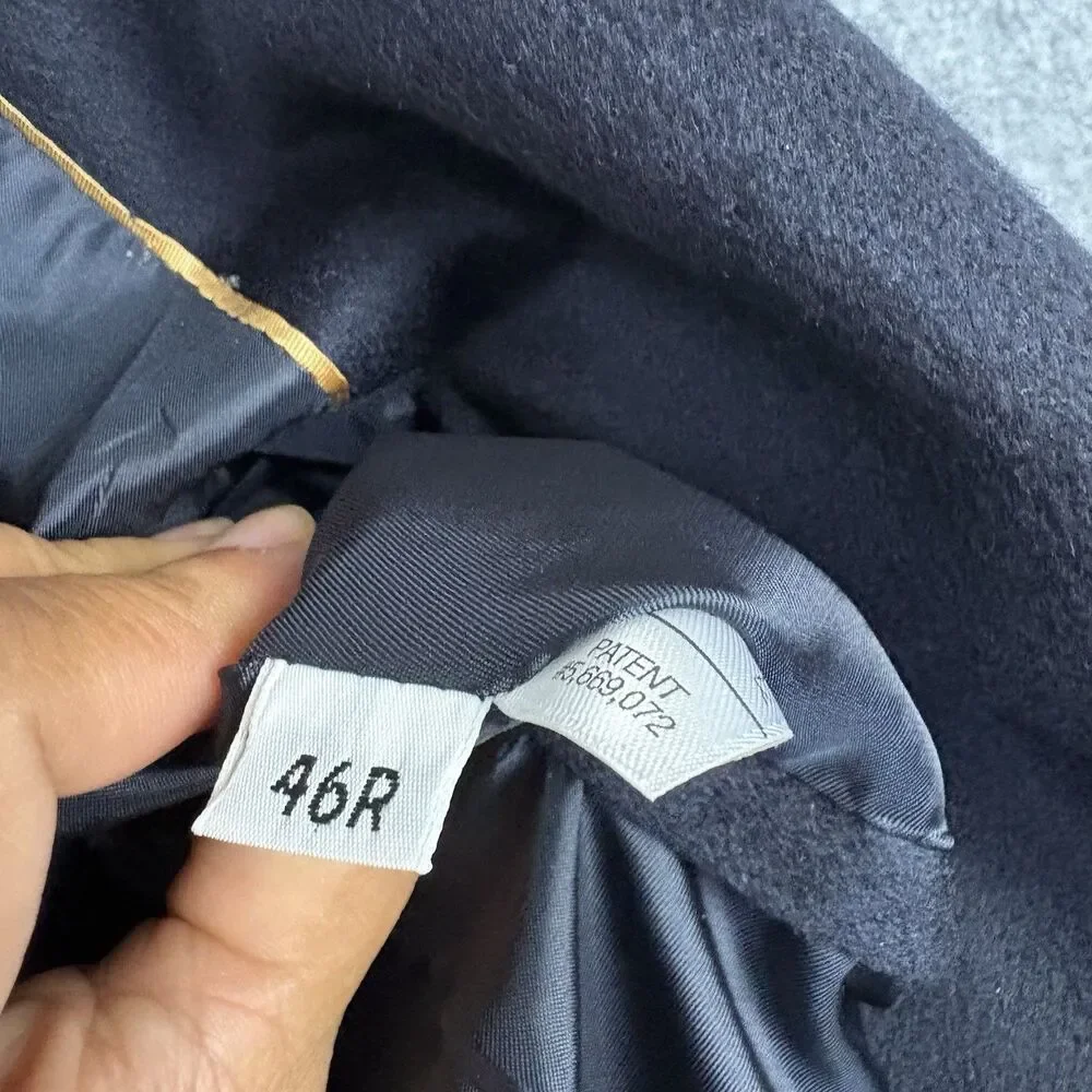 Hart Schaffner Marx Gold Trumpeter 46R Blue Loro Piana Cashmere Sports Coat flaw